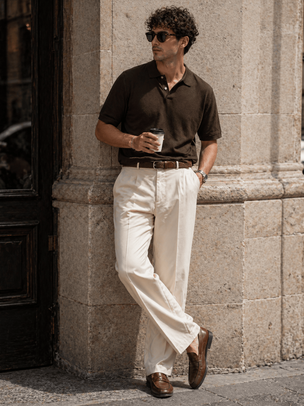 Brown braided belt for men - NEXARO