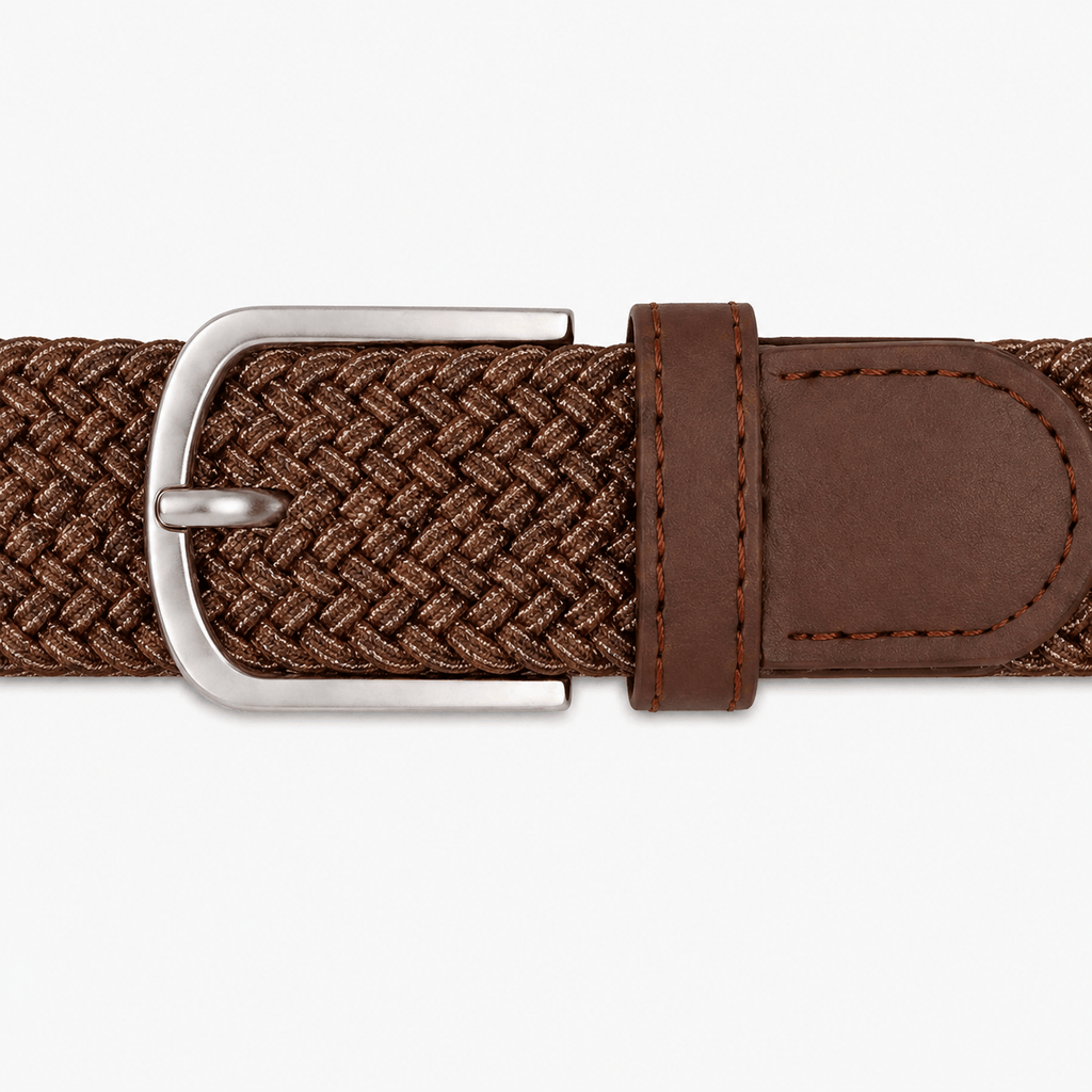 Brown braided belt for men - NEXARO