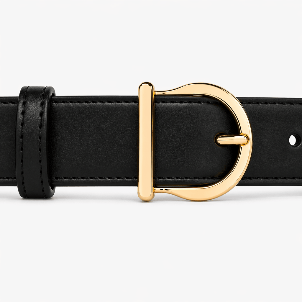 Classic black buckle belt for women - WILXAR