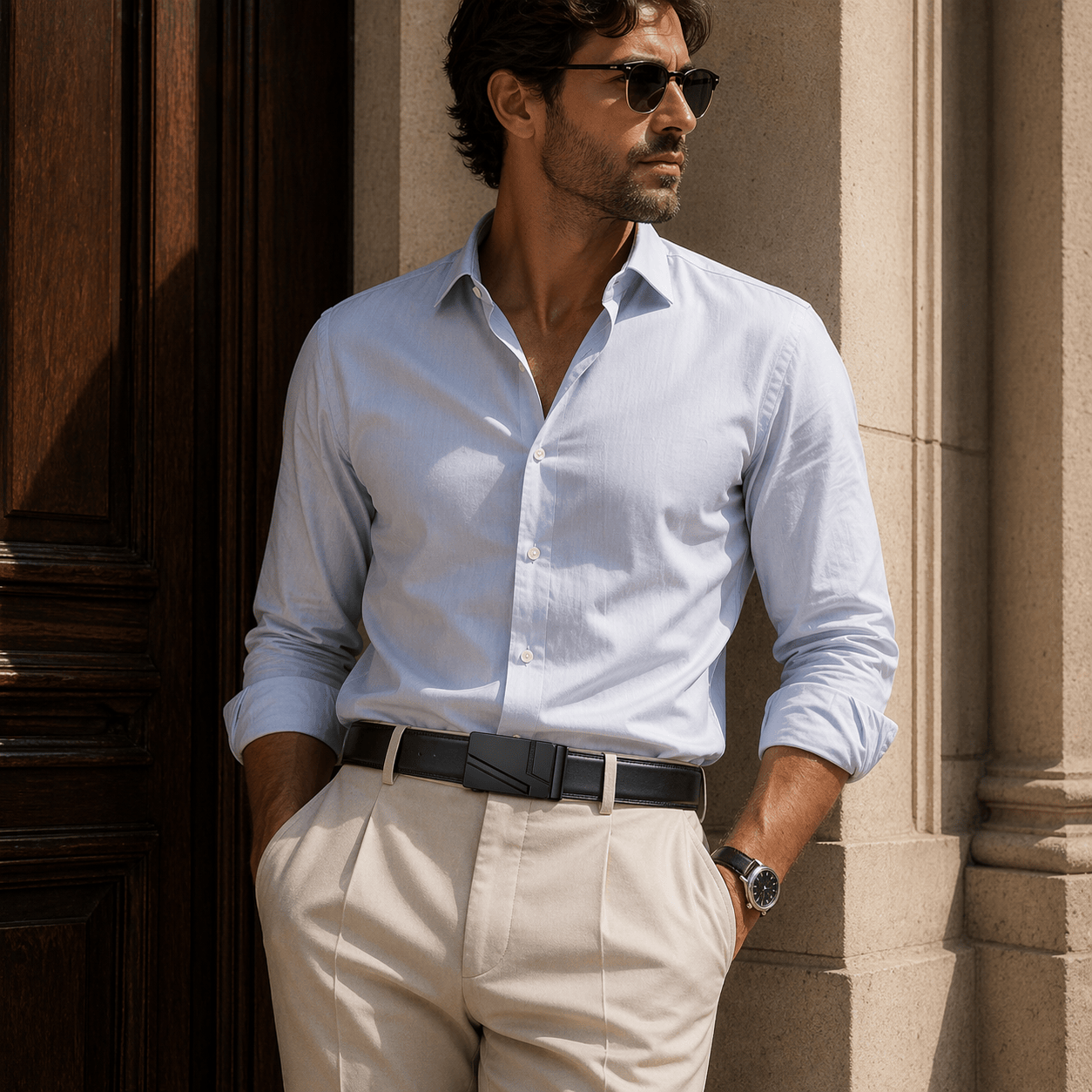 Luxury black belt for men - PORFIL