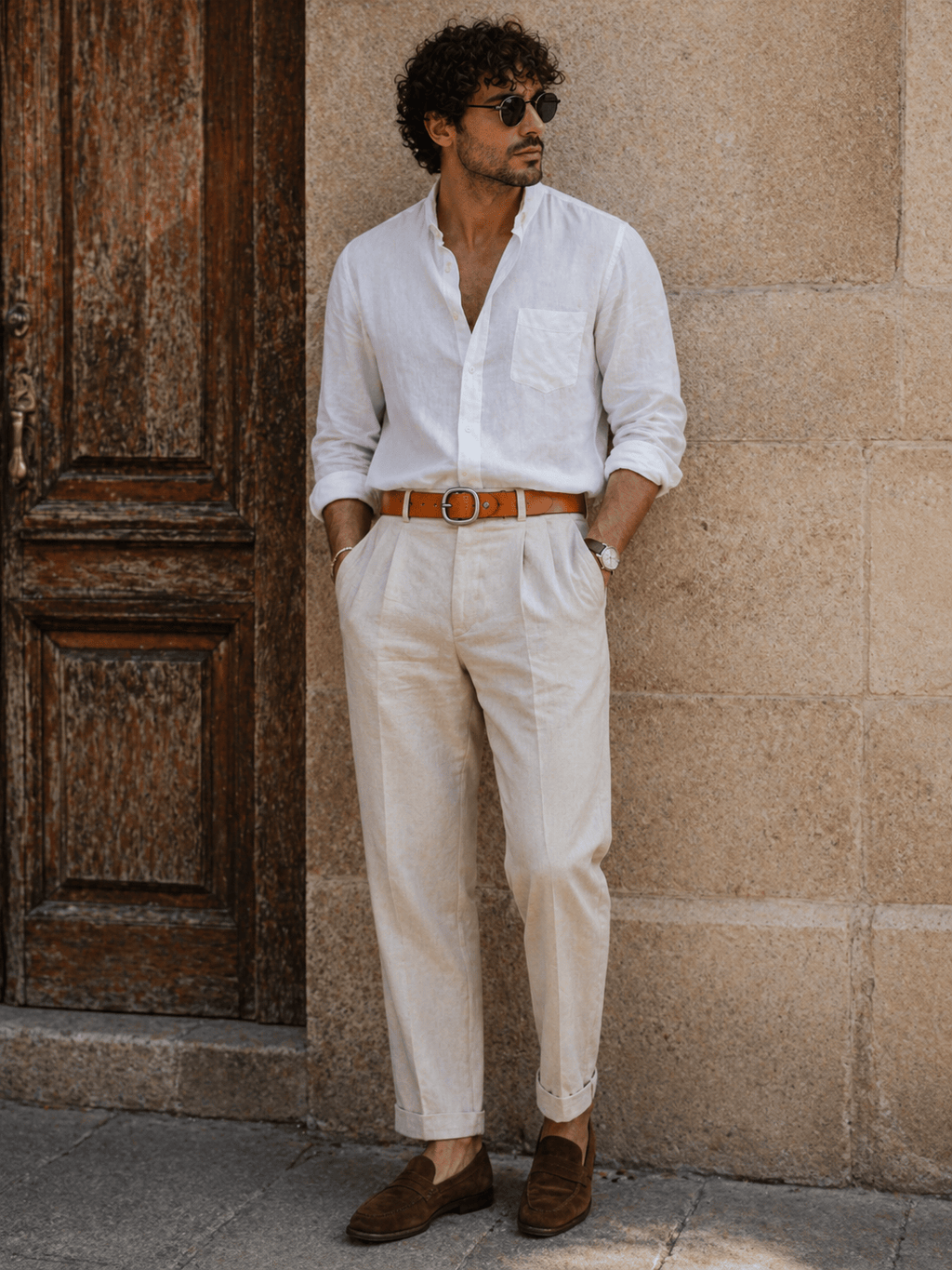 Luxury rounded buckle belt for men - TAMILX
