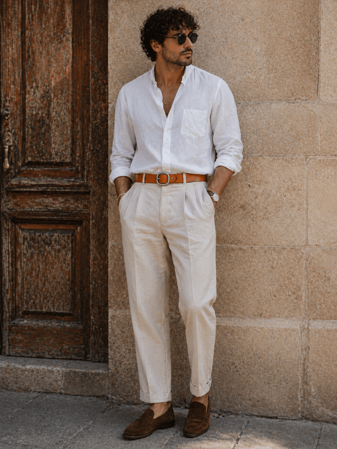 Luxury rounded buckle belt for men - TAMILX