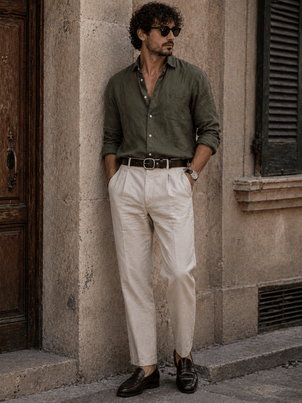 Men's adjustable rounded buckle belt - VENZAR