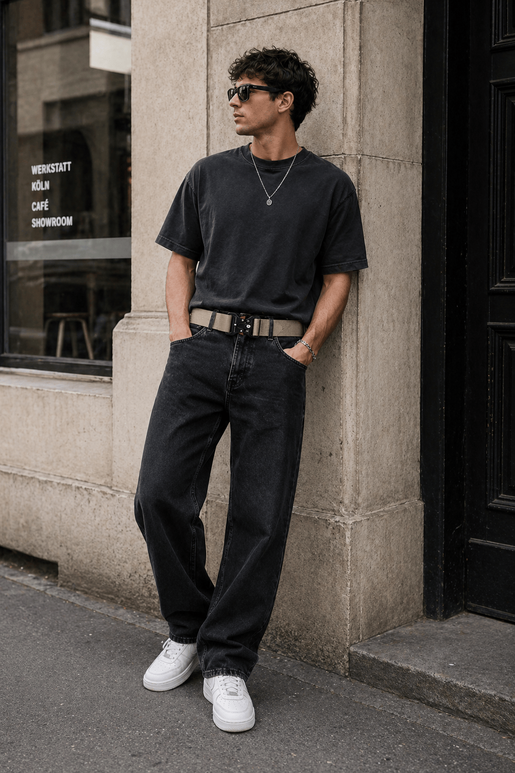 Men's Beige Canvas Belt - VONTAR