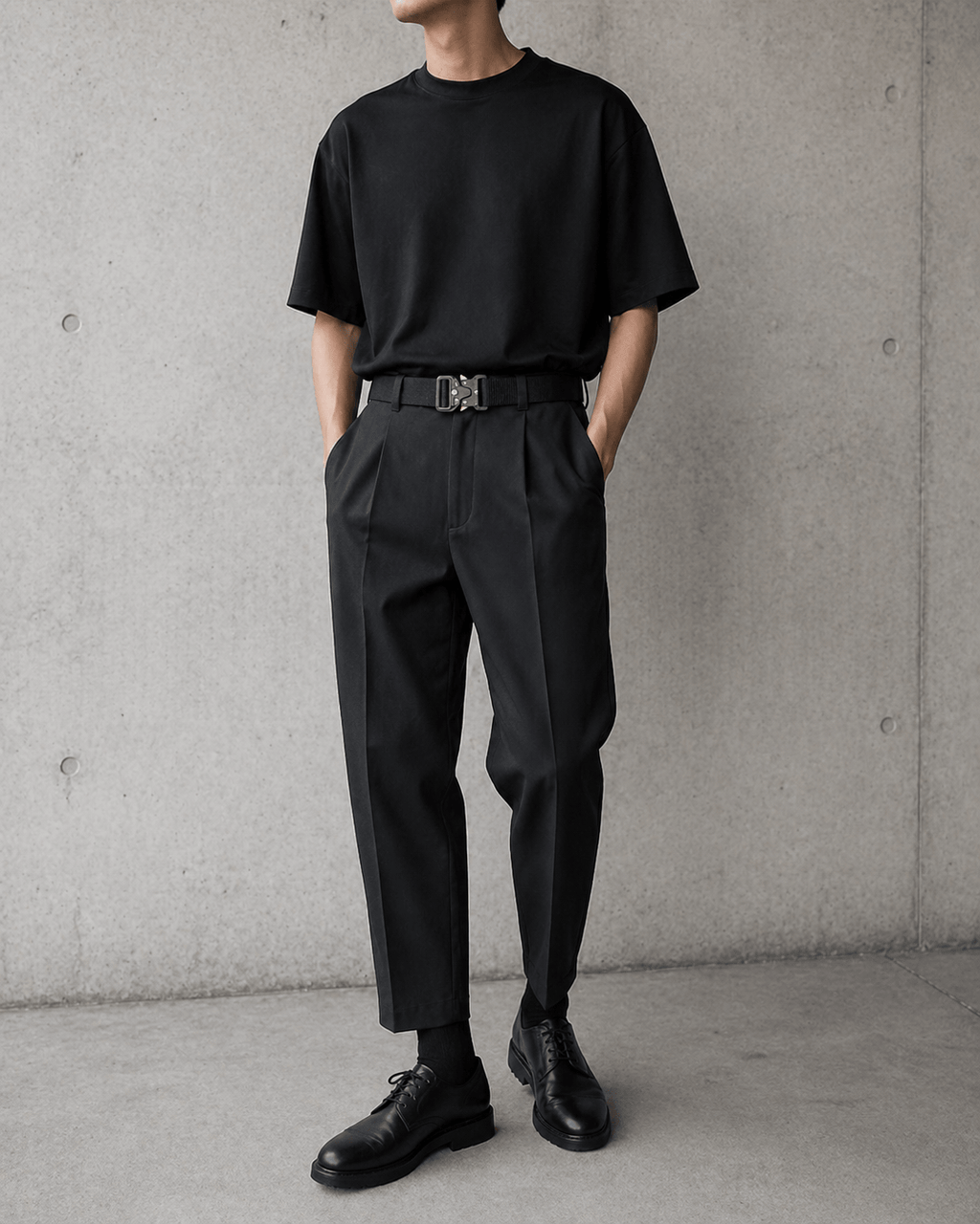 Men's black canvas belt - TARNOR