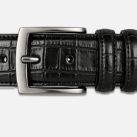 Men's black crocodile belt - MILZAN