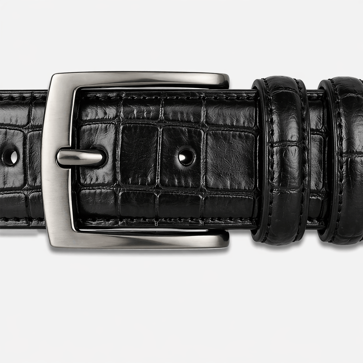 Men's black crocodile belt - MILZAN
