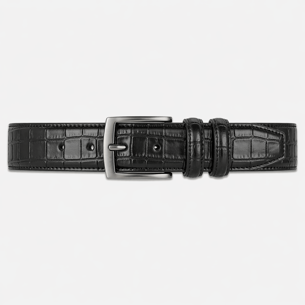 Men's black crocodile belt - MILZAN