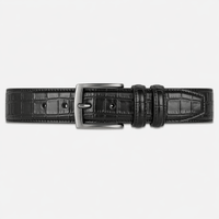 Men's black crocodile belt - MILZAN