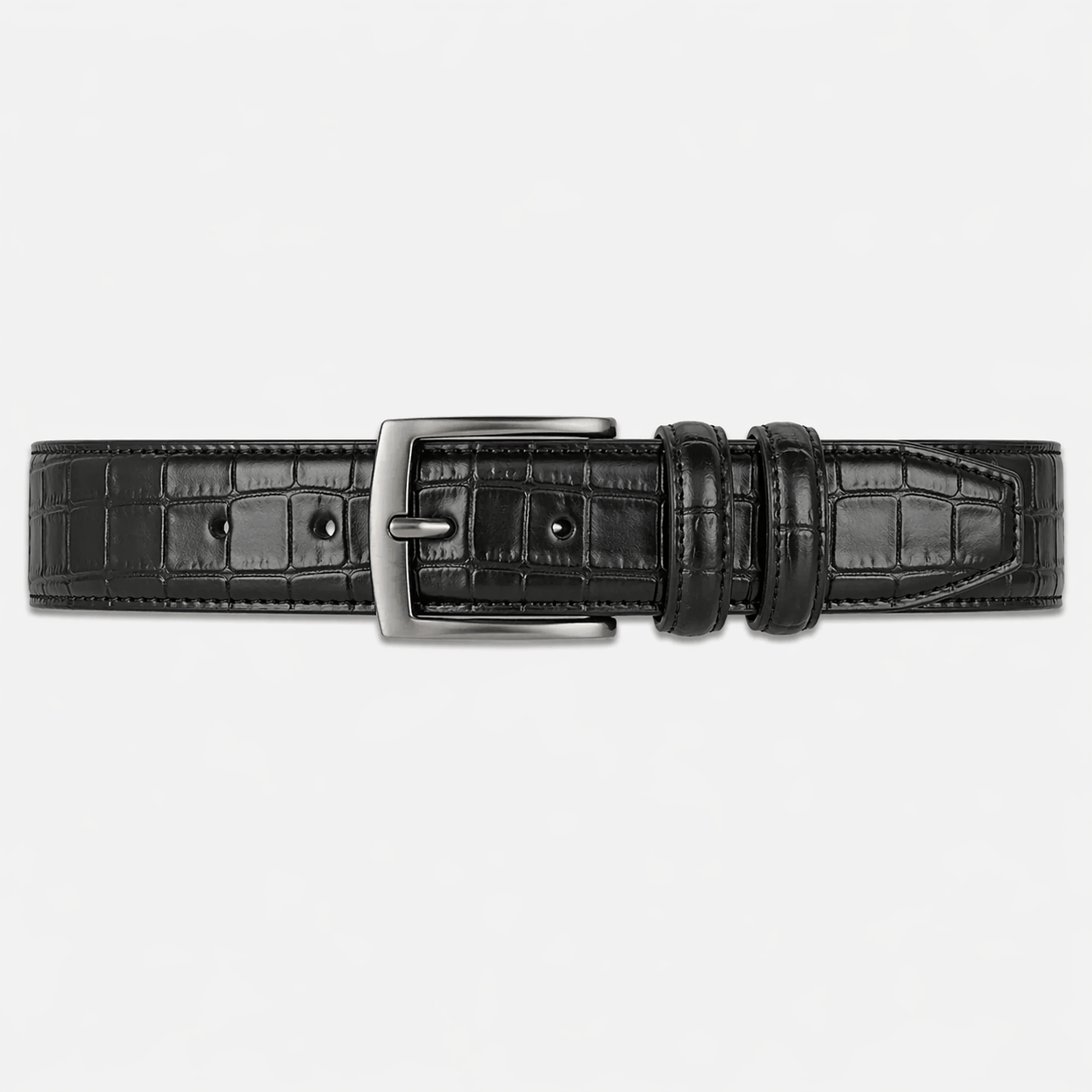 Men's black crocodile belt - MILZAN
