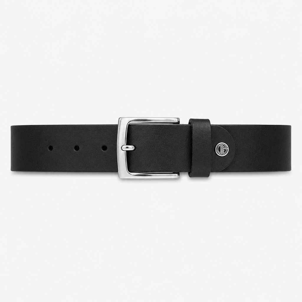 Men's black leather belt - MANFA