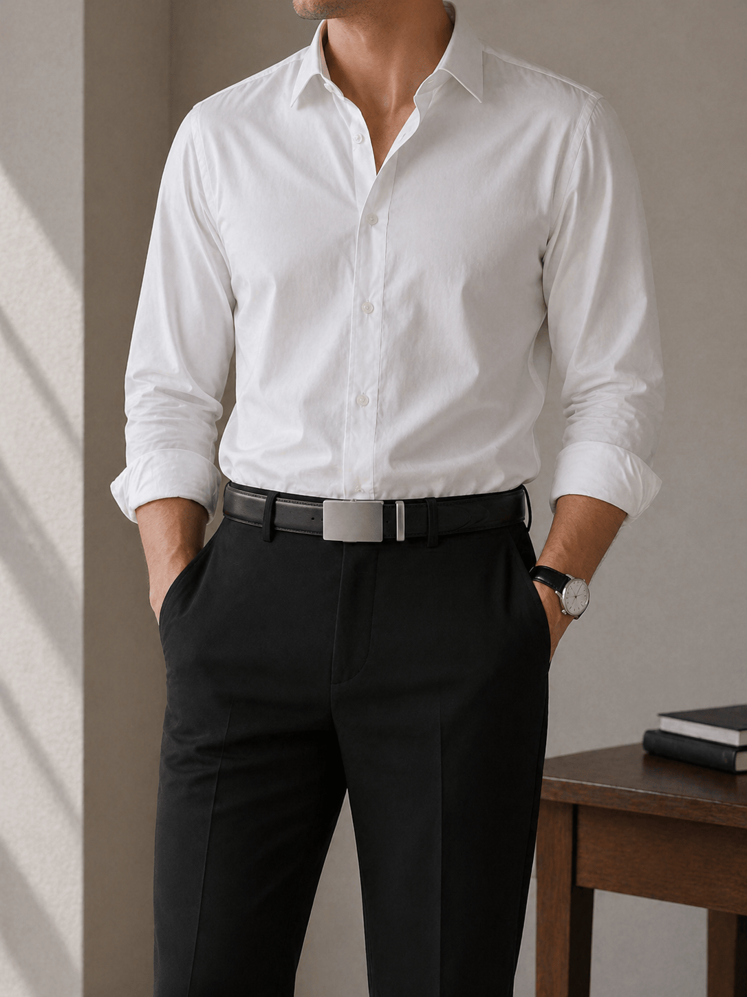 Men's Black Suit Belt - NELTAR