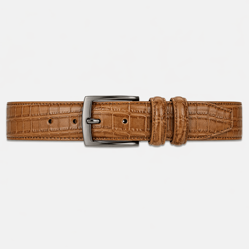 Men's brown crocodile belt - VERNIX