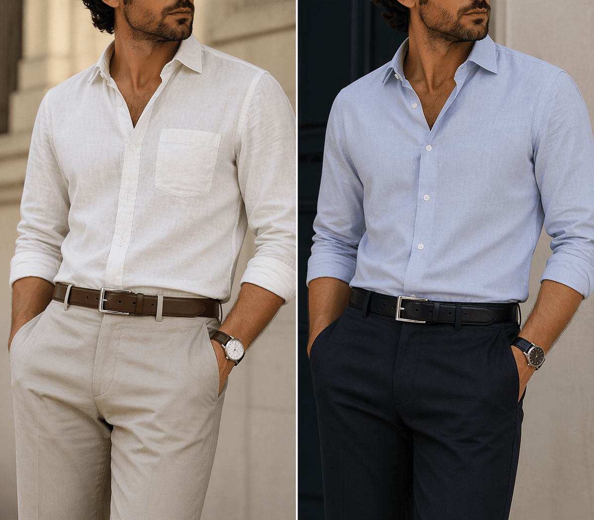 Men's brown reversible belt - SENMAJ
