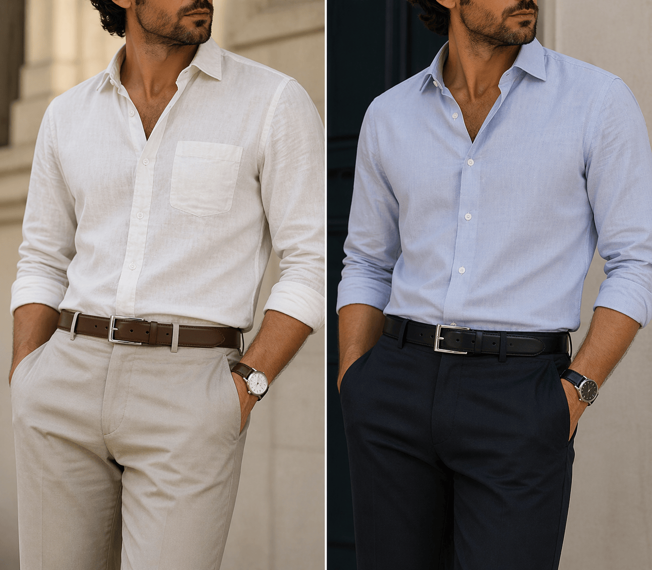 Men's brown reversible belt - SENMAJ