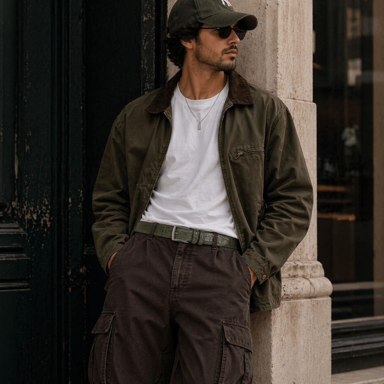 Men's crocodile look belt - DORFEX