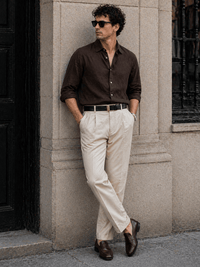Men's gold buckle leather belt - TONFA