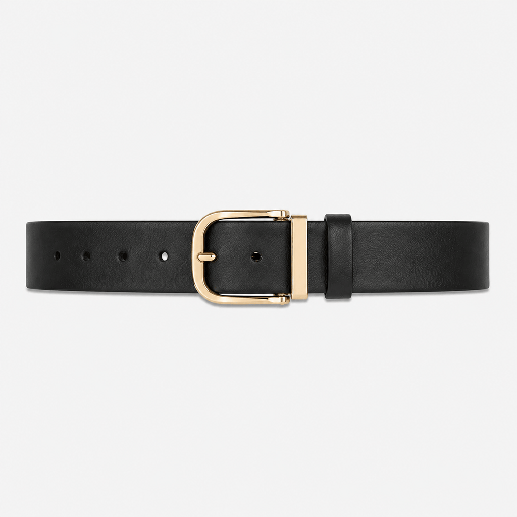 Men's gold buckle leather belt - TONFA