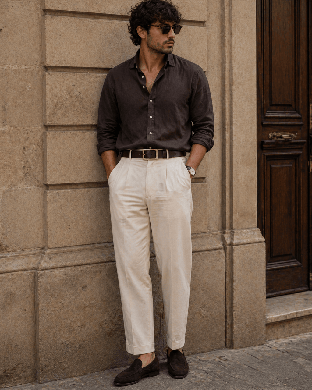 Men's golden square buckle belt - RASTEV