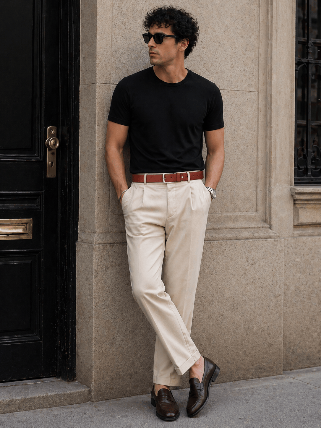Men's perforated leather belt - REMSAL