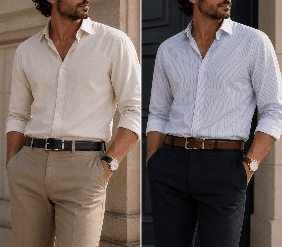 Men's reversible leather belt - PANZEL