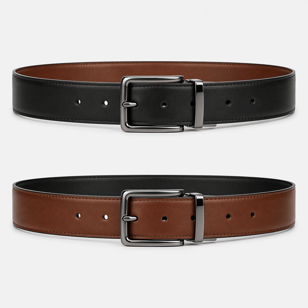 Men's reversible leather belt - PANZEL