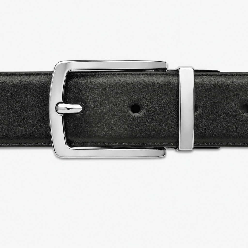 Men's silver buckle leather belt - RALVOR