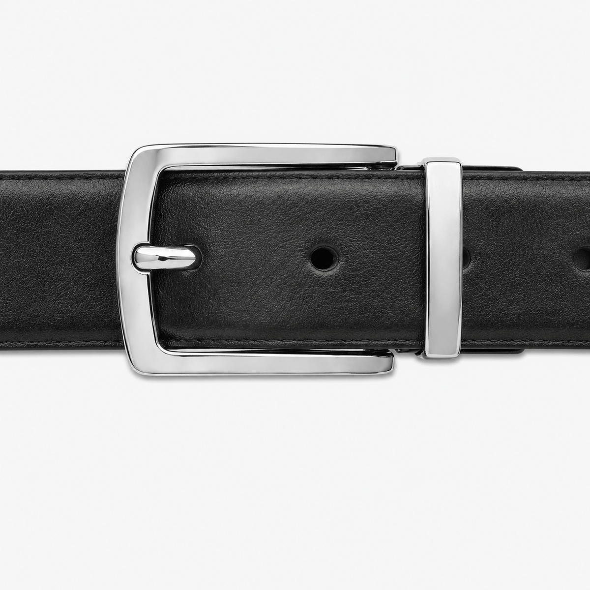 Men's silver buckle leather belt - RALVOR