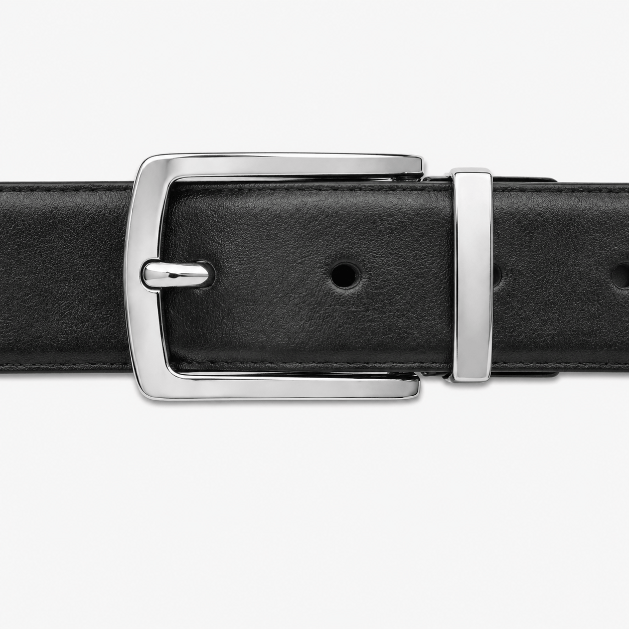 Men's silver buckle leather belt - RALVOR