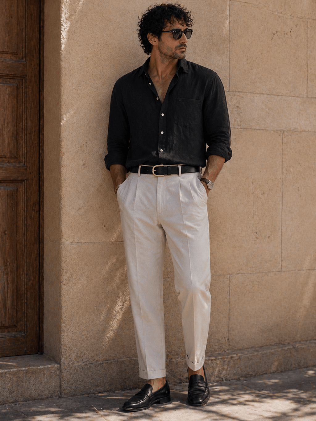 Men's style rounded buckle belt - BOVERN