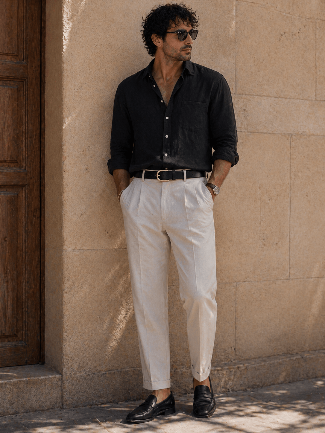 Men's style rounded buckle belt - BOVERN