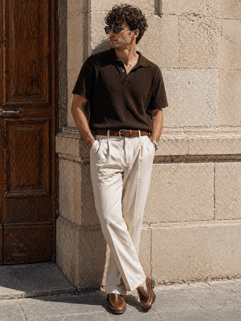 Men's thin braided belt - VENMIN
