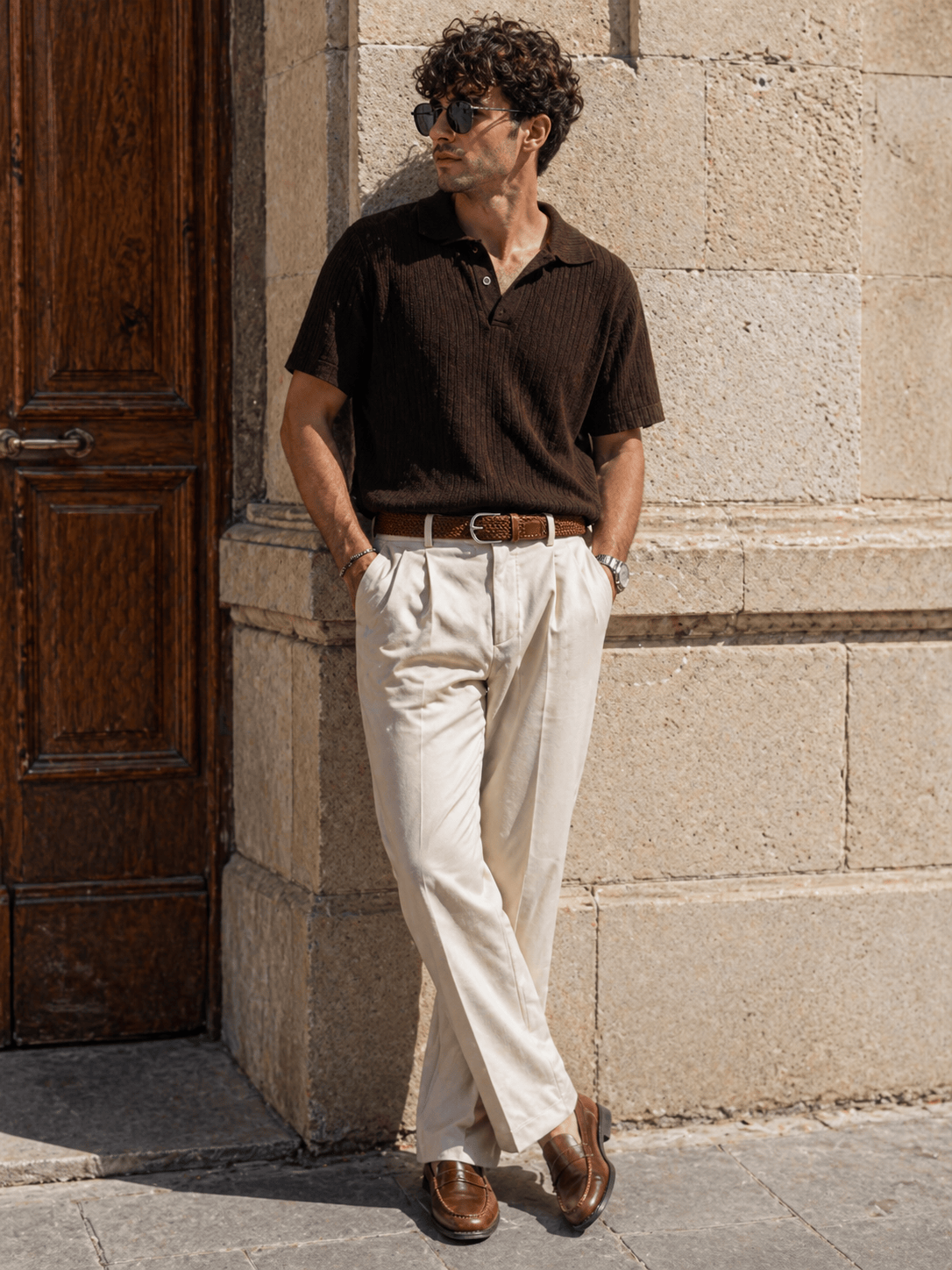 Men's thin braided belt - VENMIN
