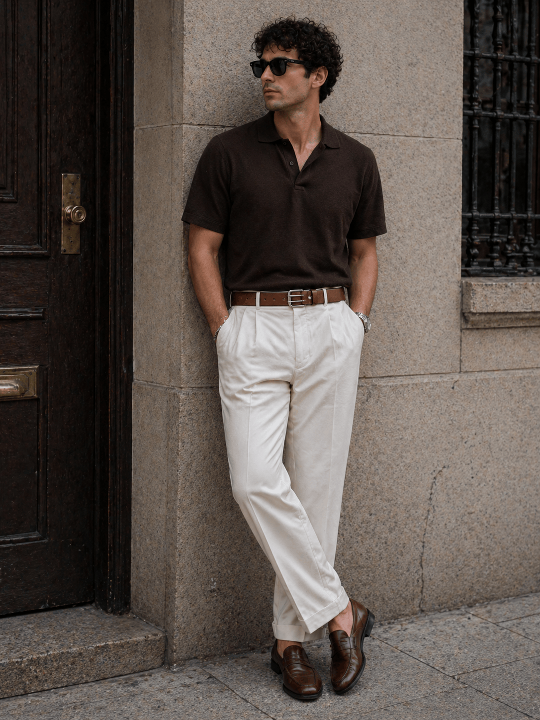 Men's vintage leather belt - PORFAN
