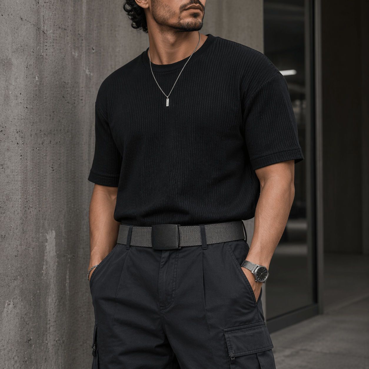 Thin elastic belt for men - LONFEX