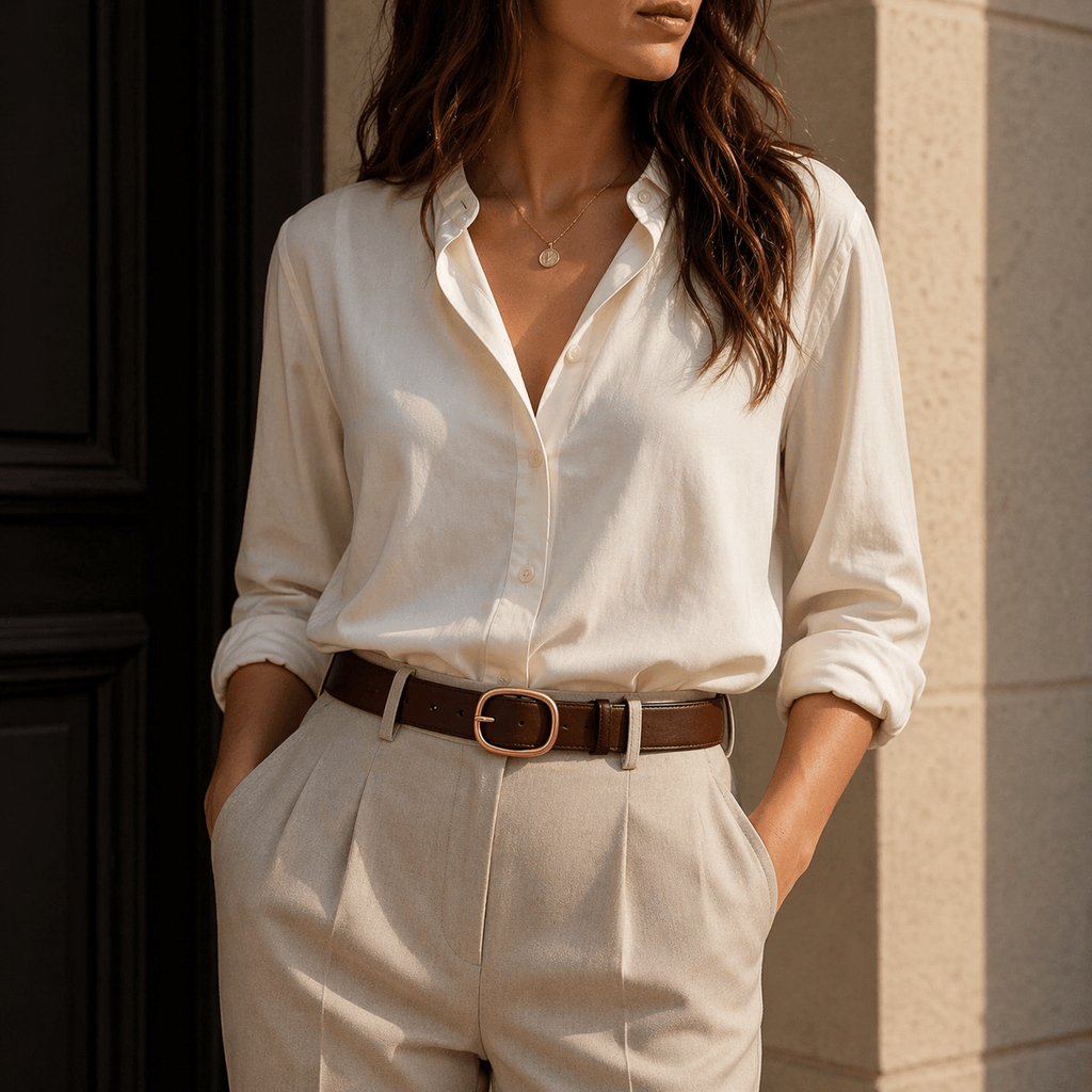 Women's adjustable rounded buckle belt - PIWCOX