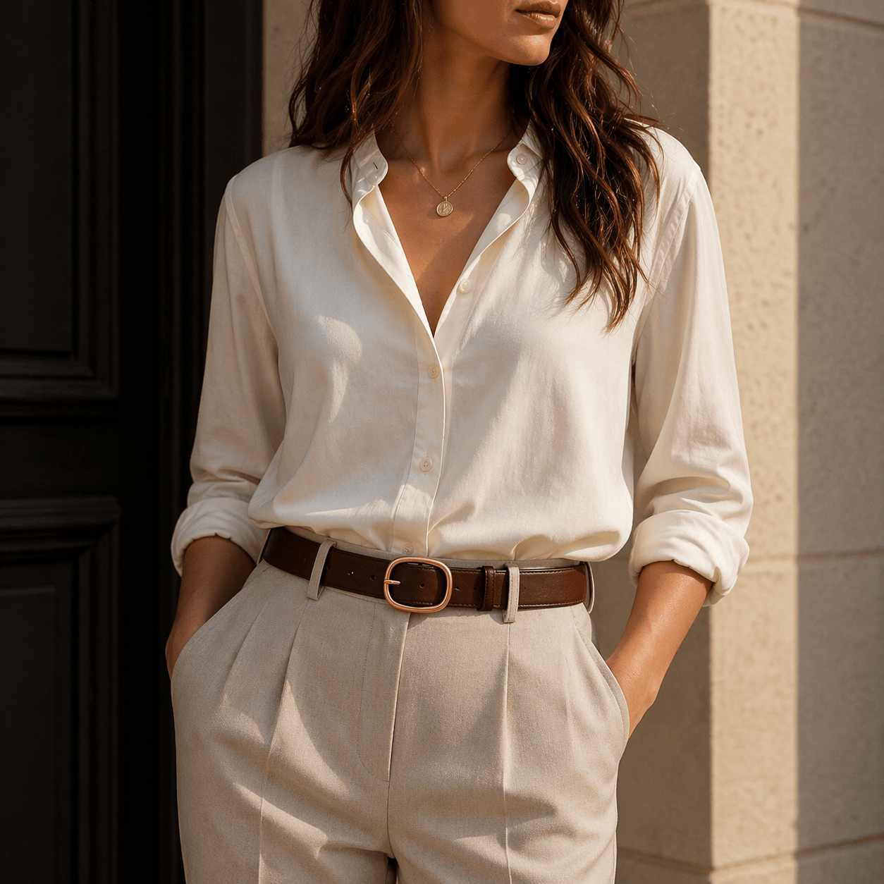 Women's adjustable rounded buckle belt - PIWCOX