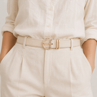Women's beige leather belt - JULFAN
