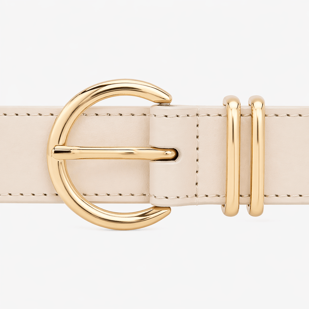 Women's beige leather belt - JULFAN