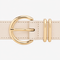 Women's beige leather belt - JULFAN