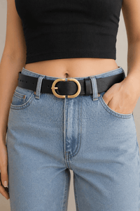 Women's black denim belt - FONXER