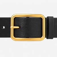 Women's black leather belt - ZAXRIN