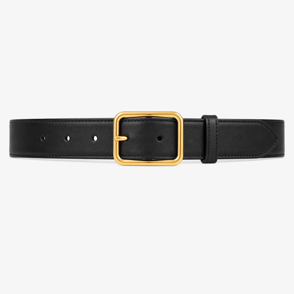 Women's black leather belt - ZAXRIN
