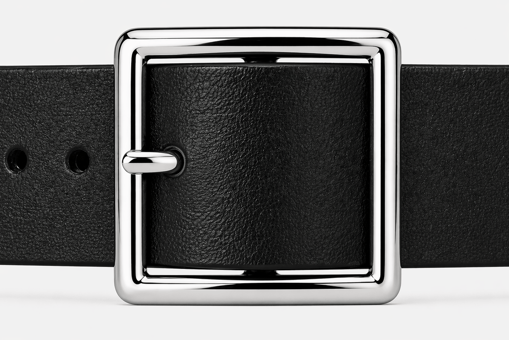 Women's black square buckle belt - DURXEL