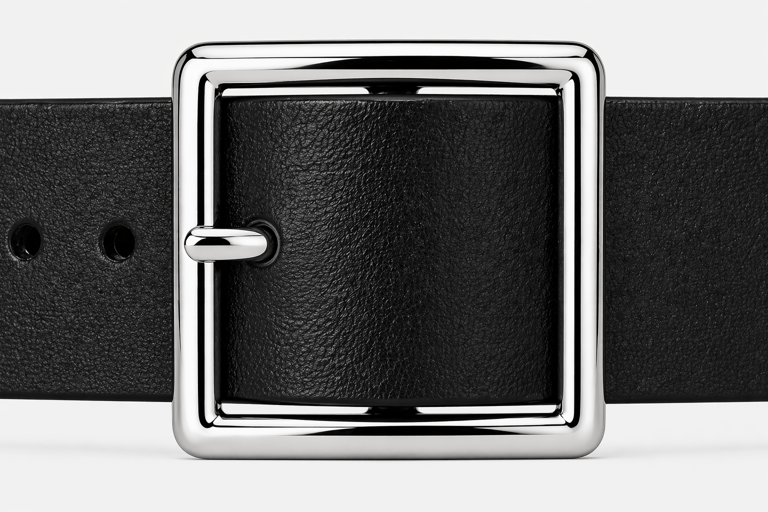 Women's black square buckle belt - DURXEL
