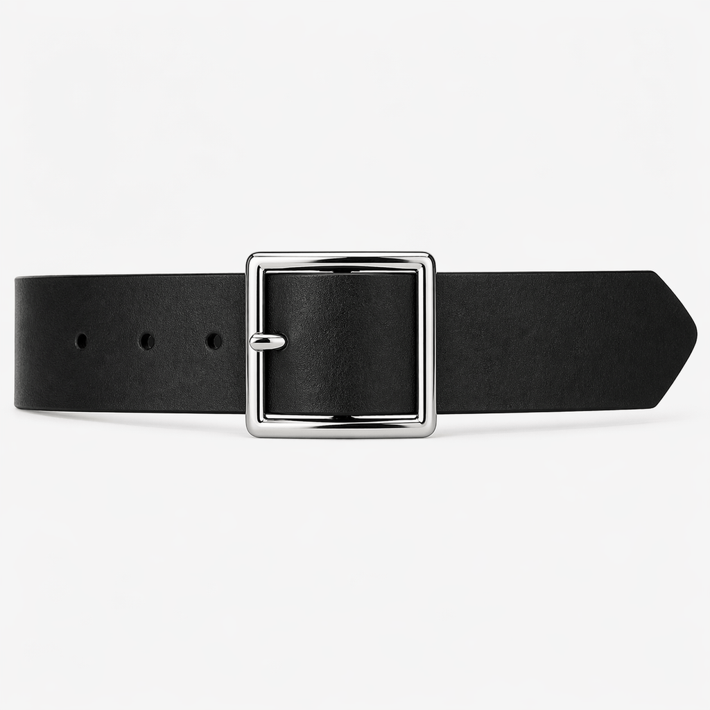 Women's black square buckle belt - DURXEL