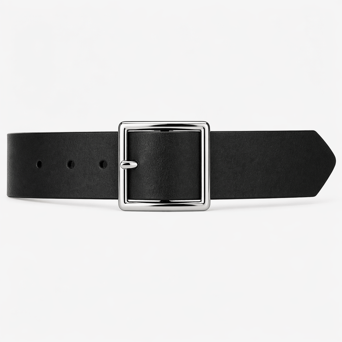 Women's black square buckle belt - DURXEL