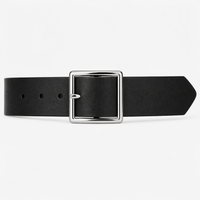 Women's black square buckle belt - DURXEL