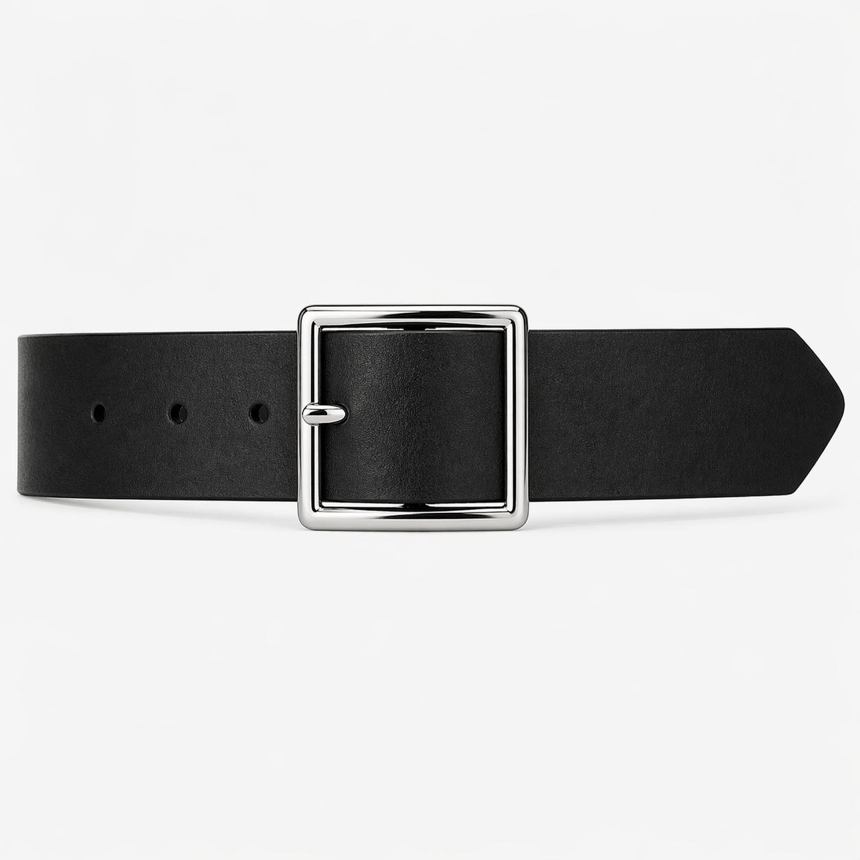 Women's black square buckle belt - DURXEL