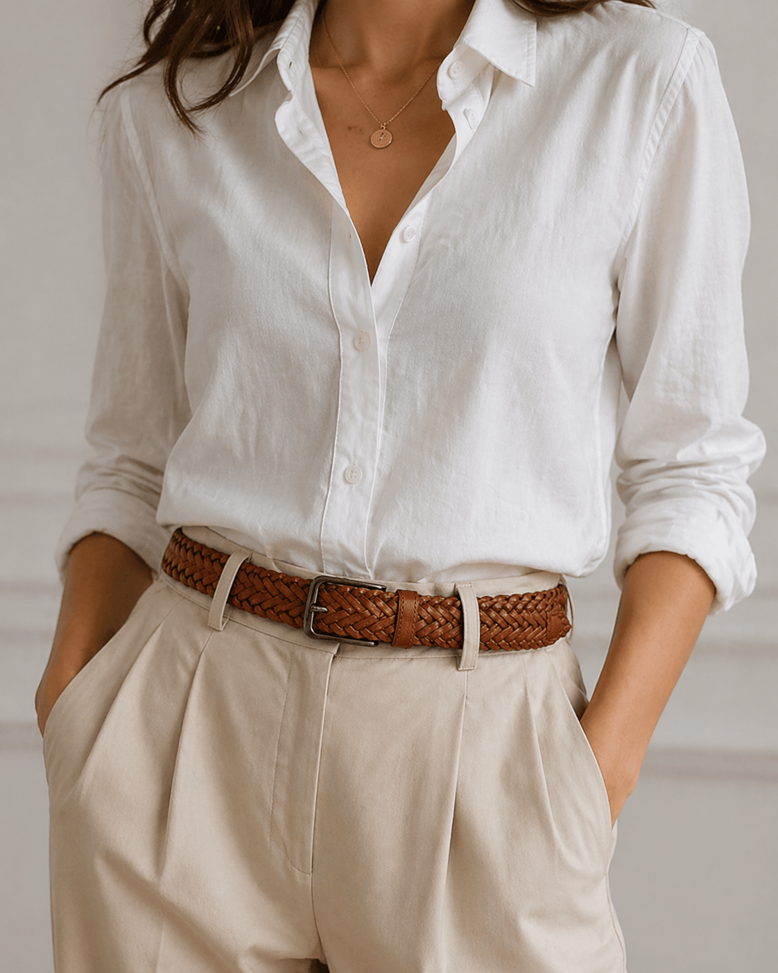 Women's braided leather belt - FAVXIN